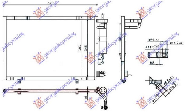 HLADNJAK KLIME BENZIN - 1.4 TDCi (530x350x16) 11- (KOYO) FORD FIESTA ...