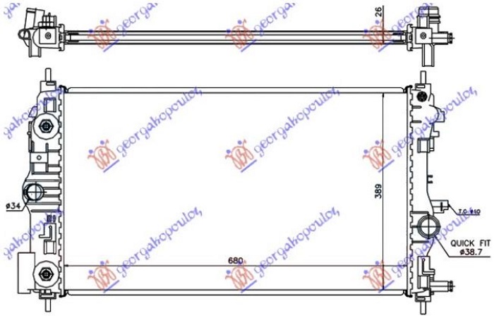HLADNJAK MOTORA 1.4/1.6 TURBO BENZIN (AUTO) (68x39.5) (KOYO) OPEL ...