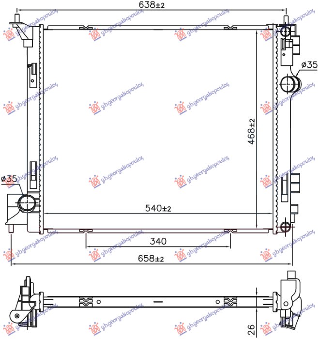HLADNJAK MOTORA 1.6 DIG-TURBO BENZIN / 1.6 dCi DIZEL (540x468x26) (KOYO ...
