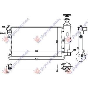 HLADNJAK MOTORA XN/XR (530x322) RALLY (NISSENS) PEUGEOT 106 (1996-2003) (OEM: 1301SX, 133087, 1330A7)