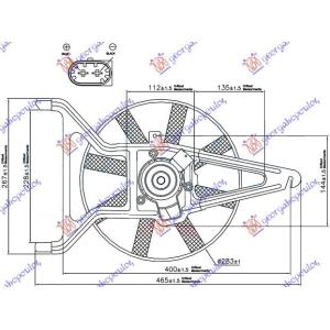 VENTILATOR KOMPLET (-A/C) BENZIN PEUGEOT 106 (1996-2003) (OEM: 125350, 125356, 125456)