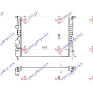 HLADNJAK MOTORA BENZIN A/C (43x38) BEZ PUMPE RENAULT CLIO (1998-2001) (OEM: 7700836301, 8200049077)