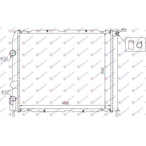 HLADNJAK MOTORA BENZIN (+AC) (48x40x2.8) (MEHANICKI SPOJ) (NISSENS) RENAULT CLIO II 1998-2001 (BB/CB) (OEM: 7700430143, 7700430648)