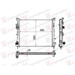 HLADNJAK MOTORA 1.5 DIZEL DCi 2003- (480x414x270) 74KW (NRF) RENAULT CLIO II/CAMPUS/THALIA 2001-2006 (BB/CB) (OEM: 8200245596)
