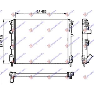 HLADNJAK MOTORA BENZIN/DIZEL (48x41) BEZ PUMPE SA CEVI (VALEO) RENAULT CLIO II/CAMPUS/THALIA 2001-2006 (BB/CB) (OEM: 2140000QAY, 7700430784, 7711134331)