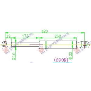 AMORTIZER GEPEK VRATA ALLROAD/KARAVAN 00- (480L-690N) AUDI A6 (1997-2004) (OEM: 4B9827552N)