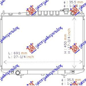 HLADNJAK MOTORA DIZEL +/- A/C (71x45) NISSAN P/U (D22) 2WD-4WD (1998-2001) (OEM: 21410-2S710, 21410-2S810, 214102S710)