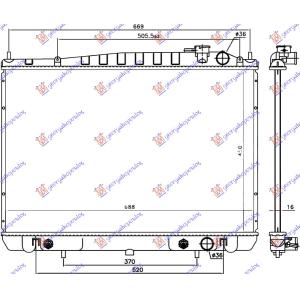 HLADNJAK MOTORA BENZIN 2.4i 16V (AUTO) (45x68.6x1.6) (KOYO) NISSAN P/U 2WD-4WD 1998-2001 (D22) (OEM: 21460-VJ200, 21460-VJ210, 21460-VJ600)