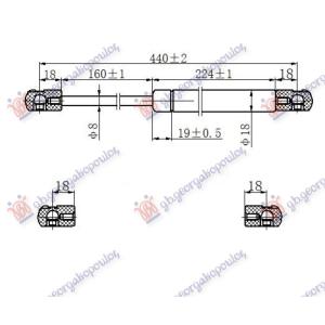 AMORTIZER GEPEK VRATA (440.5L-520N) RENAULT MEGANE SDN (1999-2002) (OEM: 7700421906)