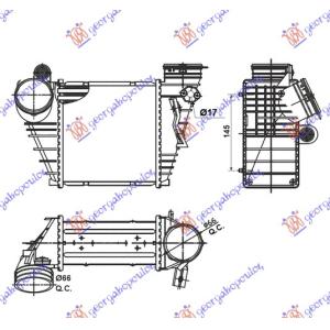 HLADNJAK INTERCOOLER 1.9TDI (18.3x18.9x8.5)ASZ SKODA OCTAVIA 4 (1997-2010) (OEM: 1J0145803E, 1J0145803M)