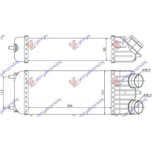 HLADNJAK INTERCOOLER 1.6HDi (300x158x80) CITROEN C2 (2008-2010) (OEM: 0384J4, 1384N1, E256091)