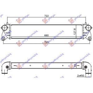 HLADNJAK INTERCOOLER 1.6-1.9 JTD (660x127x50) FIAT SEDICI (2007-) (OEM: 13620-79J50, 1362079J50)