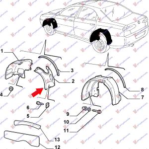 POTKRILO ZADNJI DEO Desna str. ALFA ROMEO 166 (1998-2007) (OEM: 60688938, 60698600)