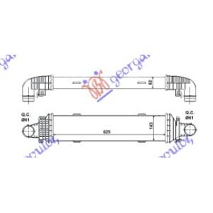 HLADNJAK INTERCOOLER 2.1-3.0 CDi (62.5x143x62) MERCEDES C CLASS (W204) (2007-2011) (OEM: 2045000200)