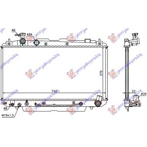 HLADNJAK 2.0 16V (37.5x73.8x16)AUTO TOYOTA RAV 4 (XA20) (2000-2005) (OEM: 16400-28140, 1640028140)