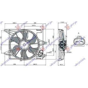 VENTILATOR KOMPLET 1.4-1.6 BENZIN (38cm) DACIA SANDERO (2008-2012) (OEM: 6001550769)