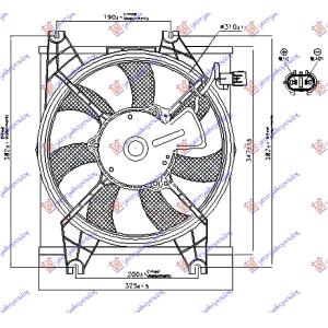 VENTILATOR KOMPLET BENZ (310m) (2PIN)A/C HYUNDAI ACCENT SDN (1999-2002) (OEM: 9773025000, 9773525000, 9773725000)