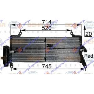 HLADNJAK KLIME 1.1i-1.2i8V-1.4i16V(71.5x25) LANCIA Y (1996-2003) (OEM: 7783700, 46452494)