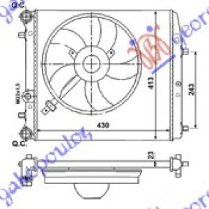 HLADNJAK MOTORA -A/C (43x41) SA VENTILATOROM VW POLO (2002-2005) (OEM: 6Q0121201BT, 6Q0121253K)