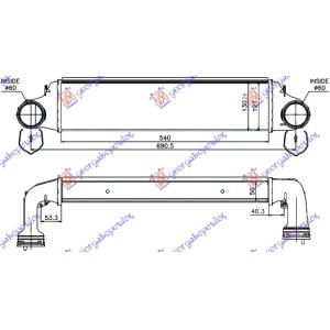 HLADNJAK INTERCOOLER 2.0TD03-06(54x130x50)(62/62) BMW SERIES 3 (E46) SDN (2002-2005) (OEM: 17517789793)