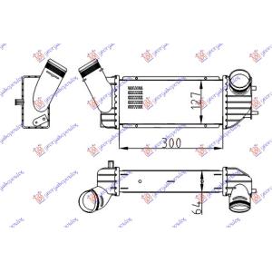 HLADNJAK INTERCOOLER 2.0 HDi DSL (300x125x64 CITROEN XSARA (2000-2004) (OEM: 0384F6, 9636635380)