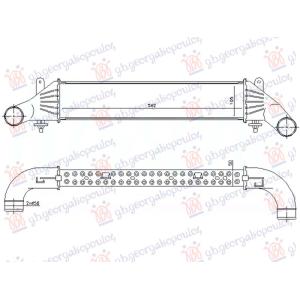 HLADNJAK INTERCOOLER SVI MODELI BENZIN (560x105) MERCEDES SLK (R170) (1996-2004) (OEM: 1705000200, 1705000300, 1705000400)