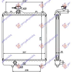 HLADNJAK MOTORA 1.3 +/- A/C (37.5x36) -03 JAPA SUZUKI IGNIS (2000-2008) (OEM: 17700-80G00, 1770080G00)