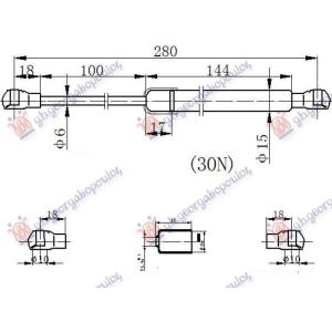 AMORTIZER GEPEK VRATA (CABRIO) (280L-30N) MERCEDES CLK (W209) (2002-2009) (OEM: 2096900059, A2096900059)