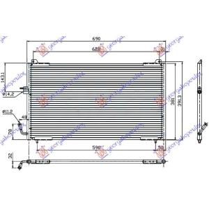 HLADNJAK KLIME A/C 99- BEN/DIZ (65x38) PEUGEOT 406 COUPE (1996-2005) (OEM: 6455Y1)