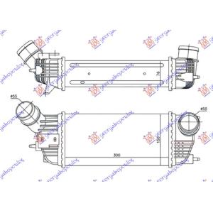 HLADNJAK INTERCOOLER 2.0 HDi DIZEL(300x155x80) PEUGEOT 407 (2004-2010) (OEM: 0384N4, 9683009680)