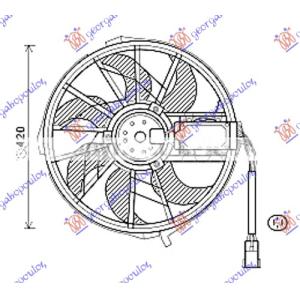 VENTILATOR (MOTOR I VENT.) (420mm) MERCEDES A CLASS (W169) (2004-2012) (OEM: 1695060399, 1698202842, 1698203542)