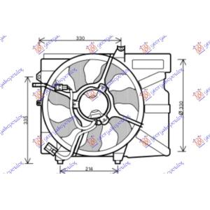 VENTILATOR BEN +/-AC DONJI NOSAC 215mm HYUNDAI GETZ (2002-2005) (OEM: 25380-1C250, 25380-1C260, 253801C250)