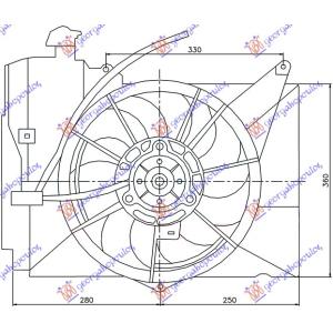 VENTILATOR KOMPLET 1.3-1.5JAPAN BEN +A/C TOYOTA YARIS (1999-2005) (OEM: 1671121030)