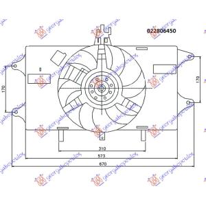 VENTILATOR KOMPLET (1.2 BENZIN) - A/C FIAT DOBLO (2001-2005) (OEM: 46737731)