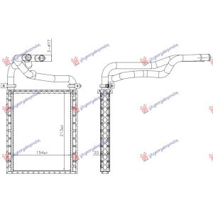 GREJAC KABINE (154x213x20) (NISSENS) TOYOTA AVENSIS (T25) (2003-2008) (OEM: 8710702130, 8710702140, 8710705100)