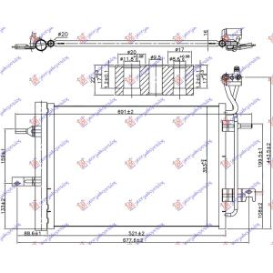 HLADNJAK KLIME 1.4/1.6/1.8 BENZIN 09-(484x35 OPEL MERIVA (2003-2010) (OEM: 1850221, 1850447, 95513671)