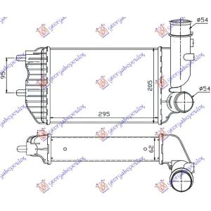 HLADNJAK INTERCOOLER TURBO DIZEL(295x202x60) PEUGEOT BOXER (1994-2002) (OEM: 0384.E4, 0384E4)