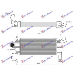 HLAD. INTERKULERA 2.5-3.0 DIZ (455x202) NISSAN P/U (D40) NAVARA 2WD-4WD (2005-2010) (OEM: 144615X00A)