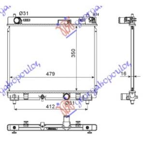 HLADNJAK MOTORA DIZEL 1.4 D-4D(66KW)(350x480x16 TOYOTA YARIS (2005-2011) (OEM: 16400-0N050, 164000N050)