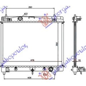 HLADNJAK MOTORA 1.5i16V (AUTOM) (35x48) JAPA TOYOTA YARIS (2005-2011) (OEM: 16400-21300, 1640021300)