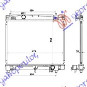 HLADNJAK MOTORA 1.5-16V (MANUAL)(35x48)JAPAN TOYOTA YARIS (2005-2011) (OEM: 16400-21270, 1640021270)