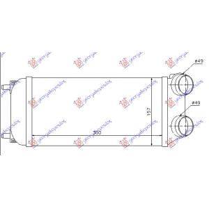 HLADNJAK INTERCOLLER 1.6/2.0 HDi (300x155x80) PEUGEOT 206 (1998-2009) (OEM: 0384.H1, 0384H1)