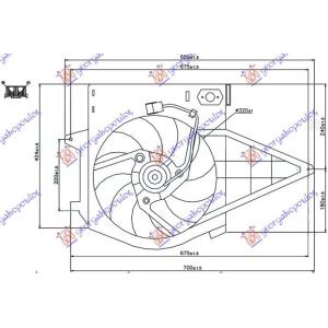 VENTILATOR KOMPLET (BENZIN) -A/C FIAT SCUDO (1995-2004) (OEM: 1475445080)