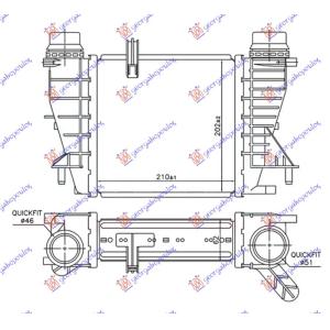 HLADNJAK INTERCOOLER 1.5 dCi DIZEL(210x202 RENAULT CLIO (2006-2009) (OEM: 144618748R)