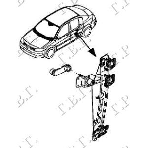 PODIZAC ZADNJEG PROZORA MEHANICKI 4/5 VRATA A KVAL Leva str. RENAULT MEGANE SDN-H/B-L/B (2005-2008) (OEM: 8200028074)