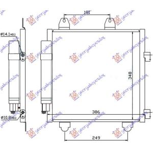 HLADNJAK KLIME 1.0 BEN 1.4 DIZ (350x330x16) CITROEN C1 (2006-2012) (OEM: 6455EE, 6455EF, 884500H010)