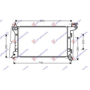 HLADNJAK 1.6 i-VVTi AUTO.BEN (600x350) JAP TOYOTA COROLLA VERSO (2002-2007) (OEM: 1640021160, 1640021180, 16410-0D240)