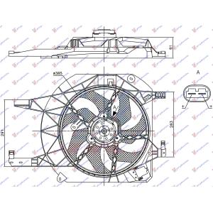 VENTILATOR KOMPLET (+AC) BENZIN/DIZEL OPEL VIVARO (2002-2006) (OEM: 7701066103, 7701069897)