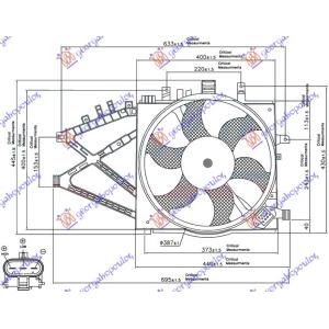 VENTILATOR KOMPLET 1.7D-TD (+/-A/C) OPEL COMBO (2000-2012) (OEM: 1341334)