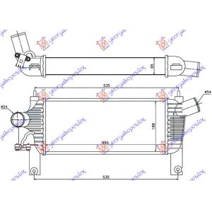 HLADNJAK INTERCOOLER 2.5 DCI (44.3x19x64) NISSAN PATHFINDER (R51) (2006-2013) (OEM: 14461-EB360, 14461EB360, 1455028)